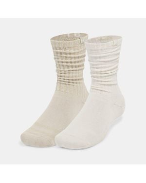 Under Armour Sportstyle Cotton Scrunch Crew-Socken Im 2Er-Pack, Stein Khaki Base Stein - Weiß