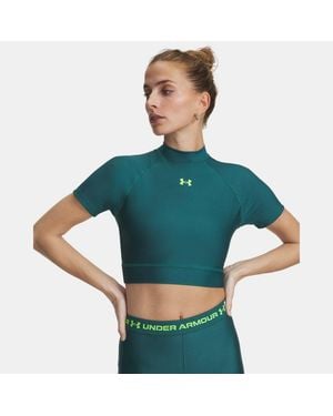 Under Armour Heatgear Crop Mock Short Sleeve Rack Hyper - Green