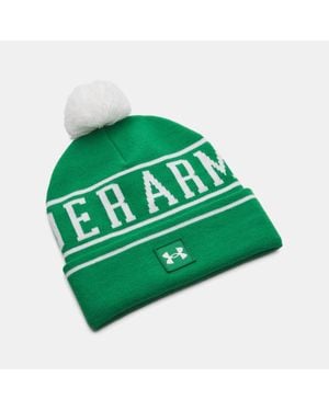 Under Armour Halftime Beanie Mit Bommel Für Herren Team Kelly Weiß Weiß - Grün