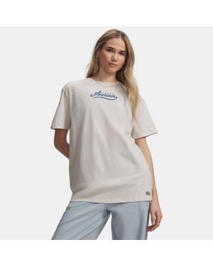 Under Armour Rival Wordmark Graphic Kurzarm-Oberteil Für Damen Summit Schwarzout Blaue Marine - Grau