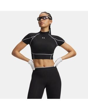 Under Armour Heatgear Elite Crop Mock Short Sleeve Ultimate Reflective - Black