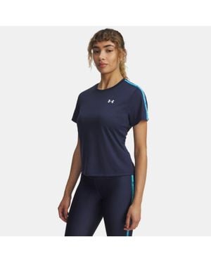 Under Armour Tech Wordmark Tape Short Sleeve Washed High Vis - Blue