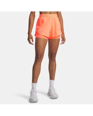 Under Armour Pantalón Corto 2 En 1 Fly By Para Mujer Electric Tangerine Electric Tangerine Reflectante - Naranja