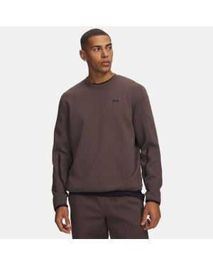Under Armour Unstoppable Fleece Herenshirt Met Ronde Hals Peppercorn Zwart - Bruin