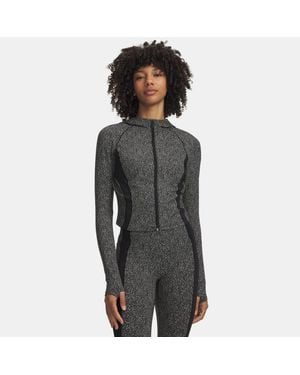 Under Armour Vanish Elite Jacqrd Damesitem Met Volledige Ritssluiting Ultimate Zwart Metalen Zilver - Grijs