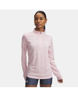 Under Armour Maglia Tech Twist ½ Zip Da Donna Prime Bianco - Rosa