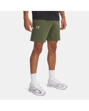 Under Armour Pantalón Corto De 20 Cm (7,75" Icon Fleece Taping Para Hombre Marine Od Blanco - Verde