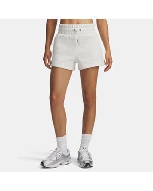 Under Armour Pantalón Corto Icon Fleece Para Mujer Mod Light Heather Blanco