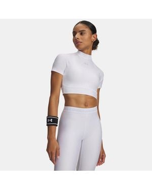 Under Armour Heatgear Crop Mock Short Sleeve Halo - White
