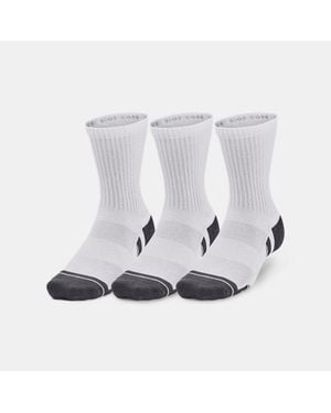 Under Armour Performance Cotton 3-Pack Mid-Crew Socks Pitch - White