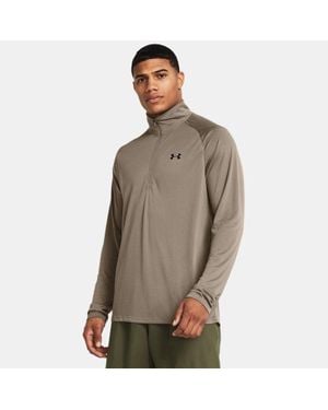 Under Armour Maglia A Manica Lunga Tech ½ Zip Da Uomo Taupe Dusk Nero - Marrone