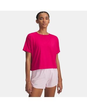 Under Armour Maglia A Maniche Corte Motion Da Donna Shaded Fuchsia Bianco - Rosa