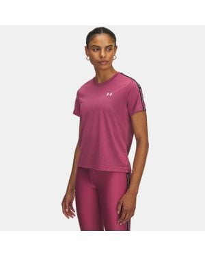 Under Armour Tech Wordmark Tape Short Sleeve Fuchsia Dusk - Red