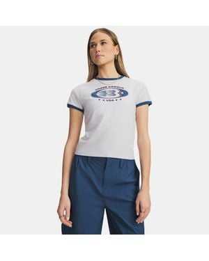 Under Armour Ringer Grx T-Shirt Halo Light Heather Wham - Blue
