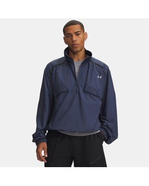 Under Armour Unstoppable Woven Herentop Met Korte Rits Downpour Grijs Reflecterend - Blauw