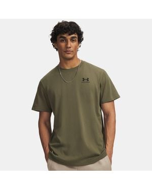 Under Armour Logo Embroidered Heavyweight Short Sleeve Silt - Natural