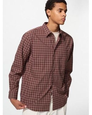 Uniqlo Katoenen Overhemd (Geruit) - Bruin