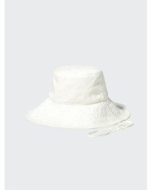 Uniqlo Hoed Van Linnen-Katoenmix (Uv-Bescherming, Verstelbaar) - Wit