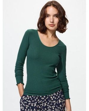 Uniqlo Heattech Extra Warm Kasjmiermix Longsleeve (Rib) - Groen
