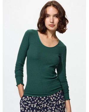 Uniqlo Heattech Extra Warm Kasjmiermix Longsleeve (Rib) - Groen
