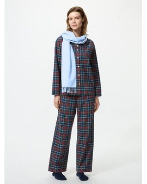 Uniqlo Flanellen Pyjama (Geruit, Lange Mouwen) - Blauw