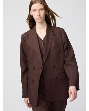 Uniqlo Premium Linnen Blazer - Bruin