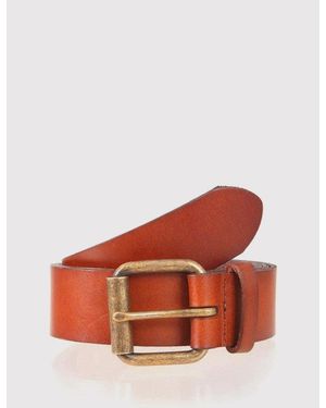 Dents Casual Waxed Leather Belt - Orange