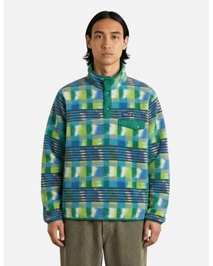 Patagonia Lw Synch Snap-T Pullover Fleece (Painted Lines) - Green