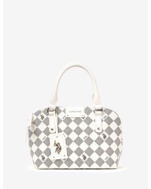 U.S. POLO ASSN. Diamond Signature Dome Bag With Crossbody Strap - White