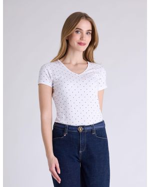 U.S. POLO ASSN. Dot V-Neck T-Shirt - White