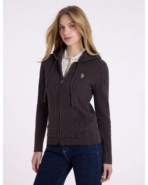 U.S. POLO ASSN. Full Zip Cable Sweater - Blue