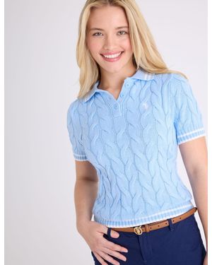 U.S. POLO ASSN. Double Tipped Cable Sweater Polo Shirt - Blue