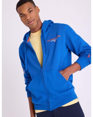 U.S. POLO ASSN. Full Zip Fleece Wordmark Hoodie - Blue