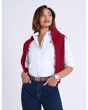 U.S. POLO ASSN. Long Sleeve Solid Stretch Oxford Shirt - Red