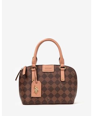U.S. POLO ASSN. Diamond Signature Dome Bag With Crossbody Strap - Brown