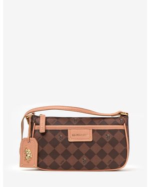 U.S. POLO ASSN. Diamond Signature Crossbody Baguette Bag - Brown