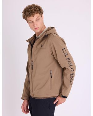 U.S. POLO ASSN. Polar Fleece Bonded Wordmark Jacket - Natural