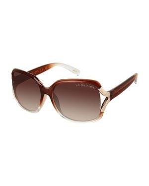 U.S. POLO ASSN. Oversized Infinity Loop Butterfly Sunglasses - Brown