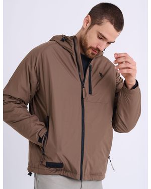 U.S. POLO ASSN. Hooded Sport Tech Jacket - Brown