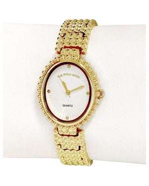 U.S. POLO ASSN. Ladies Oval Face Analog Watch - Metallic