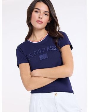 U.S. POLO ASSN. Signature Stripe Arch Wordmark T-Shirt - Blue