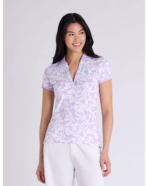 U.S. POLO ASSN. Soft Tropical Print Slim Fit Polo Shirt - White