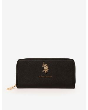 U.S. POLO ASSN. Large Zip Around Wallet - Black