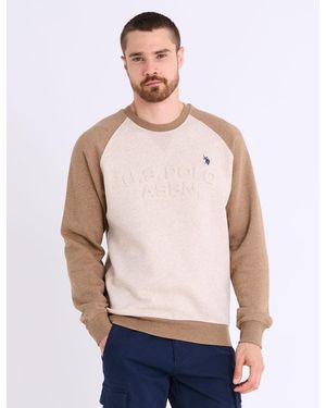 U.S. POLO ASSN. Raglan Sleeve Embossed Fleece Pullover - Blue