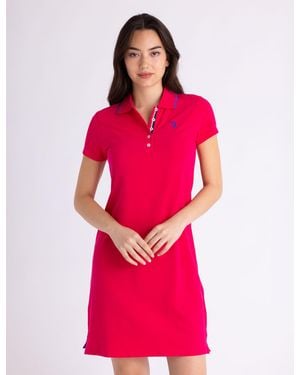 U.S. POLO ASSN. Tipped Polo Dress - Red
