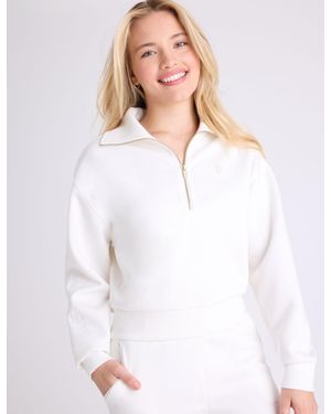 U.S. POLO ASSN. Label Quarter Zip Scuba Pullover - White