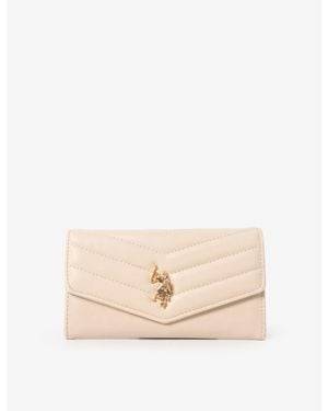 U.S. POLO ASSN. Large Quilted Flap Wallet - Natural