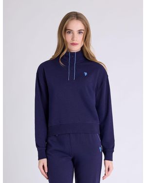 U.S. POLO ASSN. Snap Placket Piped French Terry Popover - Blue