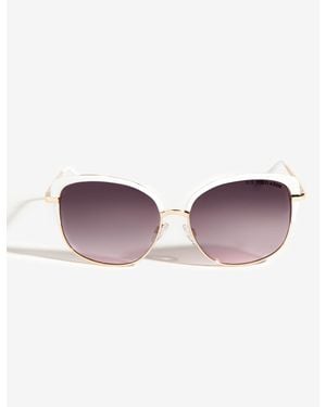 U.S. POLO ASSN. Ladies Metal Rectangular Sunglasses - Purple