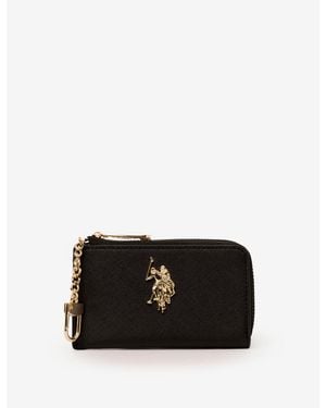 U.S. POLO ASSN. Zip Coin Wallet With Key Ring - Black